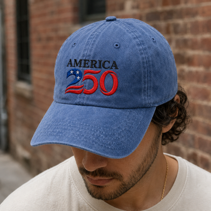 America 250 Washed Cap, Patriotic 1776 2026 Baseball Hat for Semiquincentennial - washed cap - lifestyle view 9