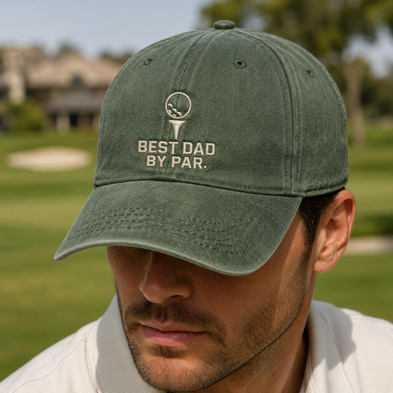 Dad By Par Golf Washed Cap, Father's Day Gift for Golfer Fathers - Washed Cap - lifestyle view 4