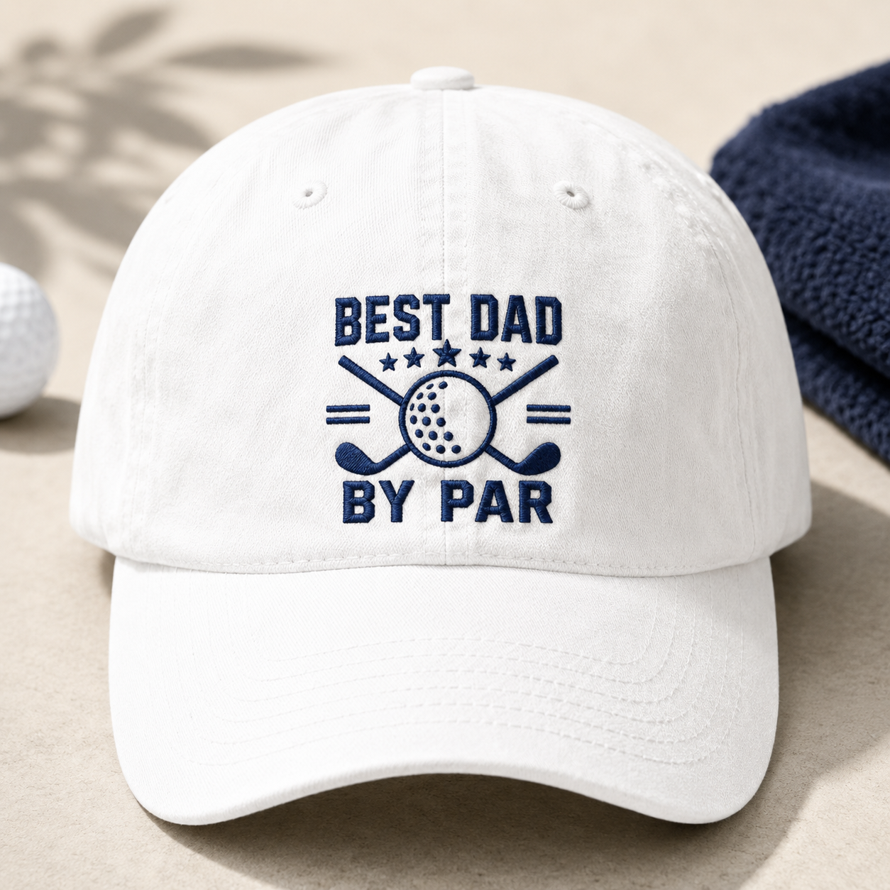 Best Dad By Par Golf Washed Cap, Fathers Day Hat for Golfing Dads - Washed Cap - detail view