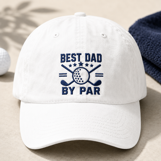 Best Dad By Par Golf Washed Cap, Fathers Day Hat for Golfing Dads - Washed Cap - detail view