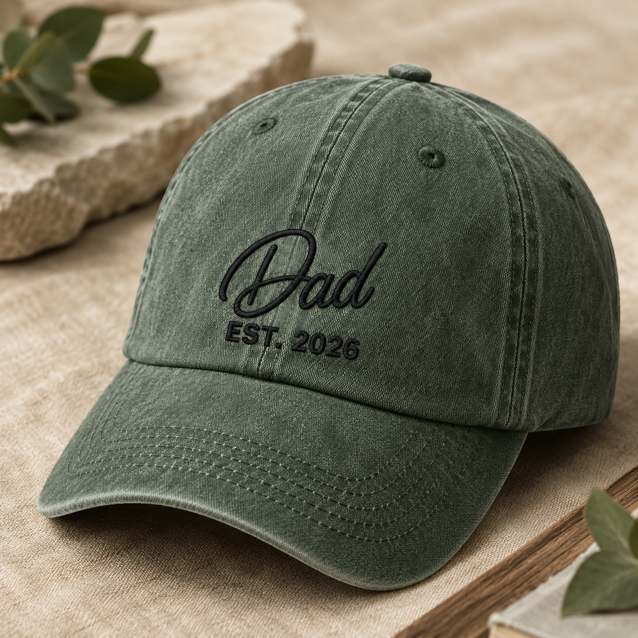 Dad Est. 2026 Washed Cap, New Father Baseball Hat, Father's Day Gift - Washed Cap - lifestyle view 5
