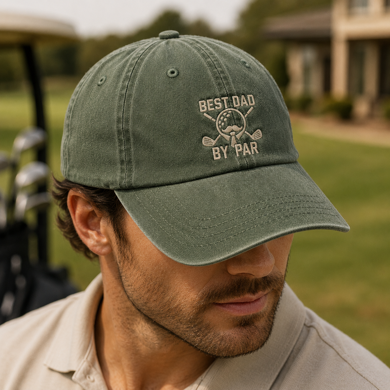 Best Dad By Par Washed Cap, Funny Golf Father Hat for Father's Day Gift - Washed Cap - lifestyle view 4