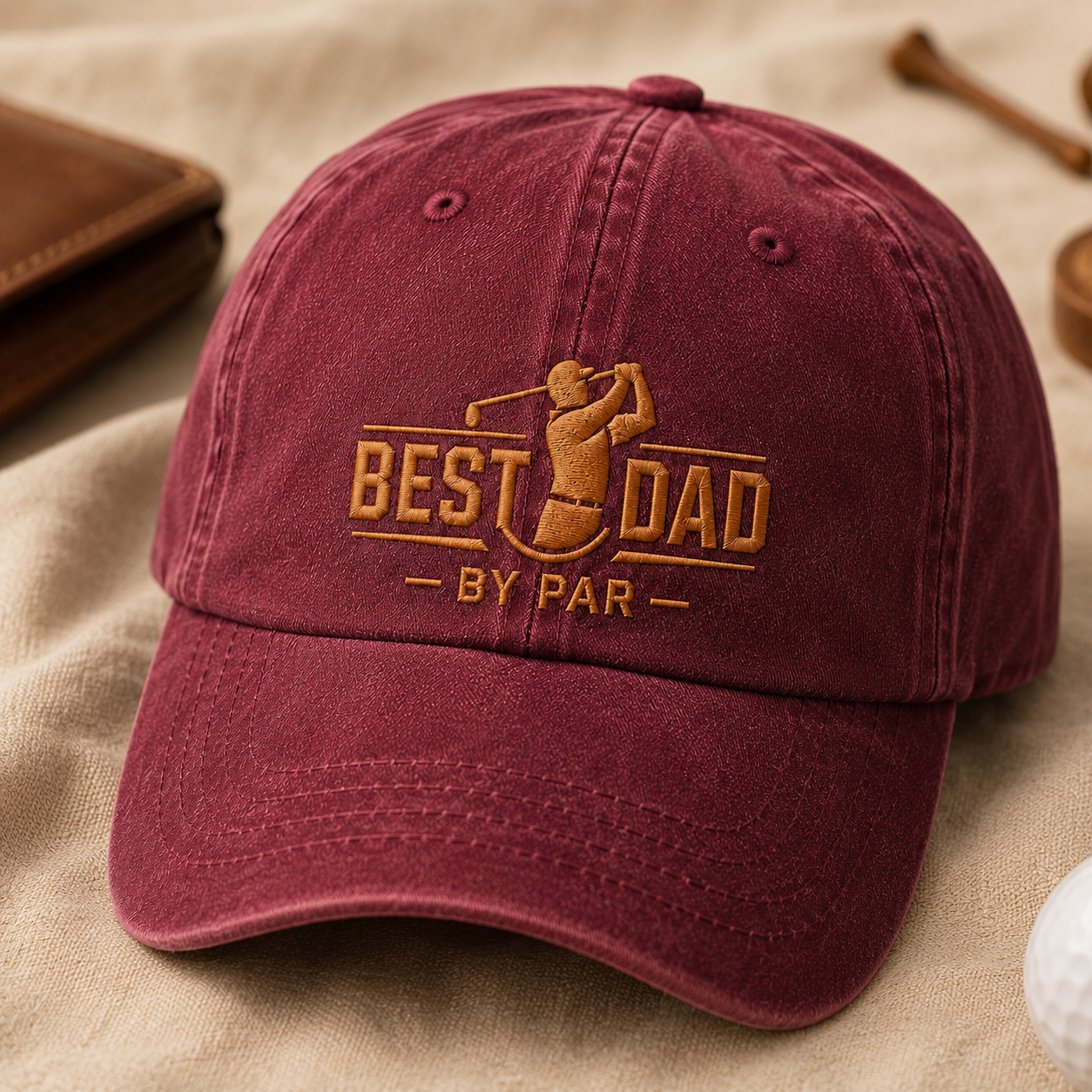 Best Dad By Par Washed Cap, Golf Dad Father's Day Hat - Washed Cap - lifestyle view 2