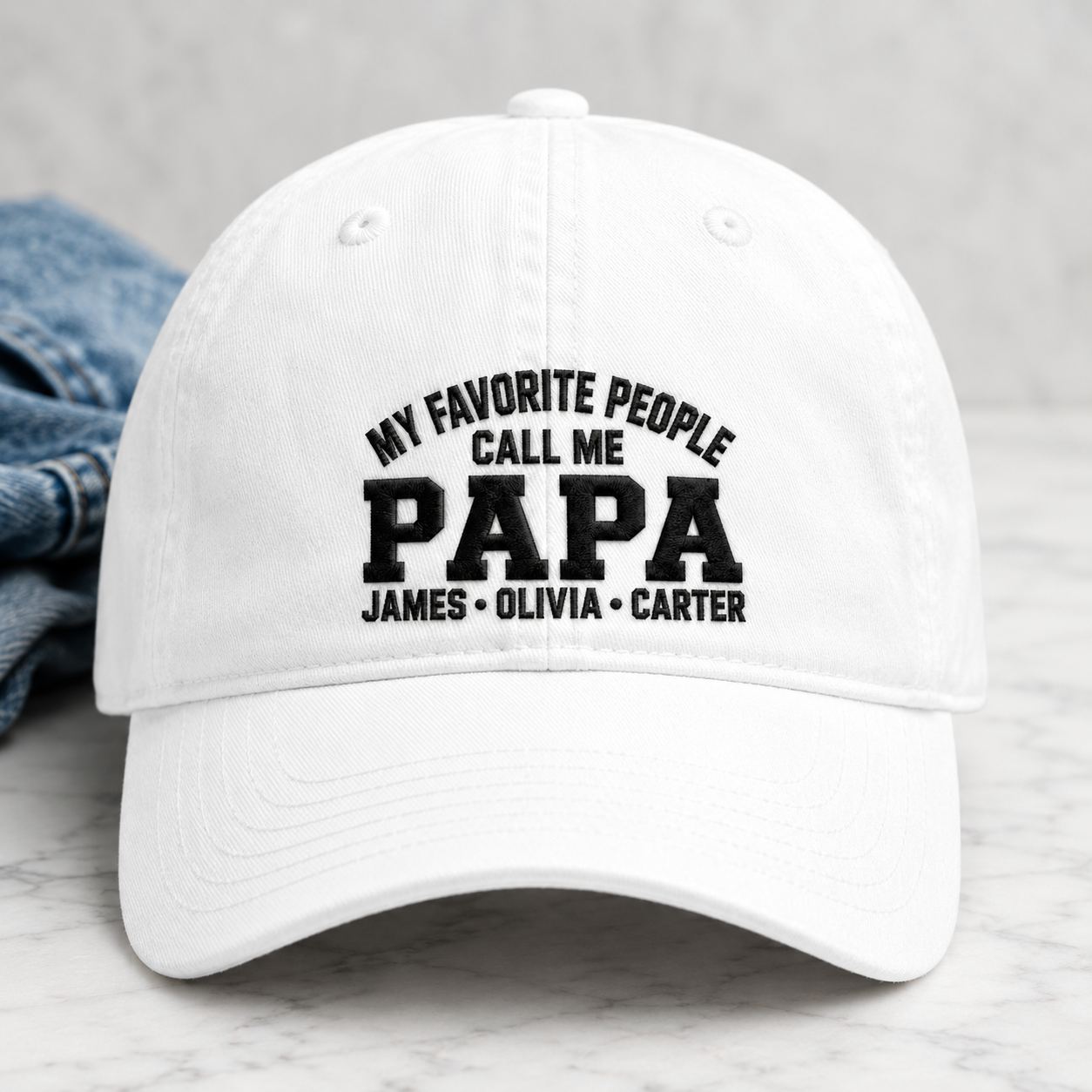 My Favorite People Call Me Papa Washed Cap, Personalized Grandpa Hat Gift - Washed Cap - lifestyle view 3