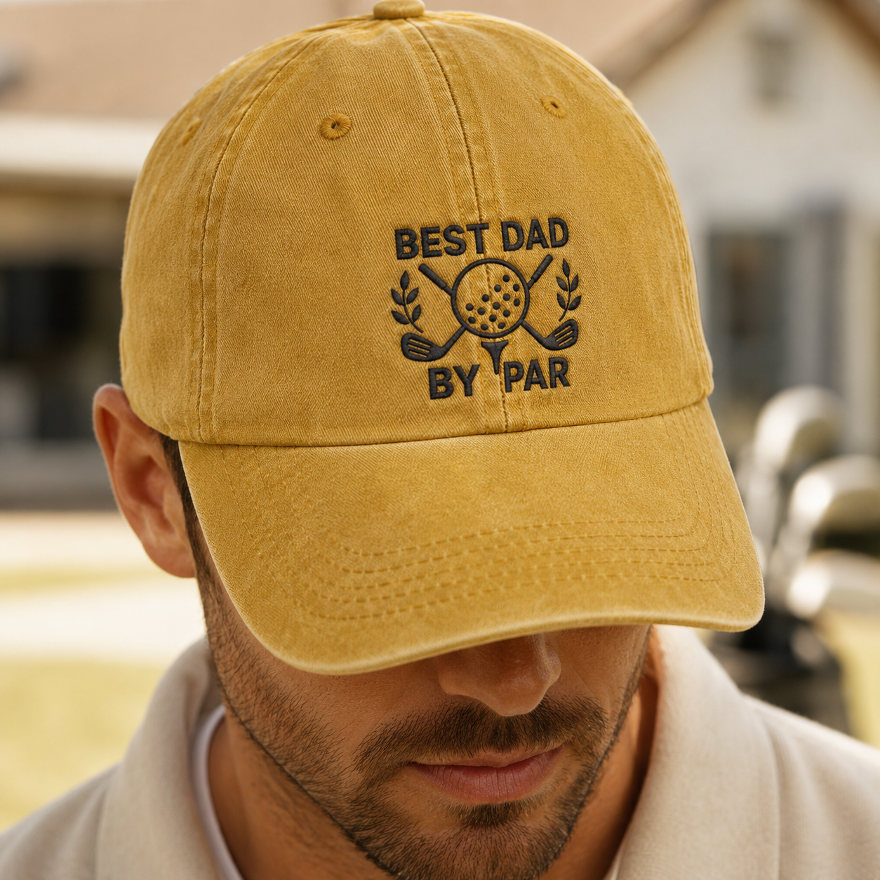Best Dad By Par Washed Cap, Golf Dad Hat, Father's Day Gift - Washed Cap - lifestyle view 3
