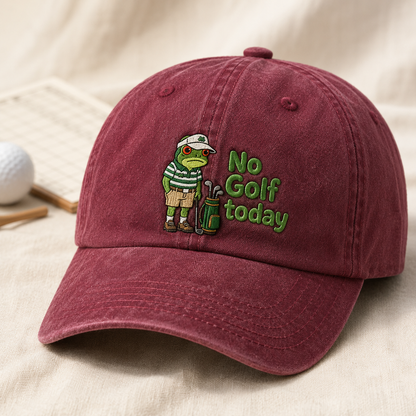 No Golf Today Frog Golfer Washed Cap, Funny Golf Hat for Golfers and Weekend Players - Washed Cap - lifestyle view 2