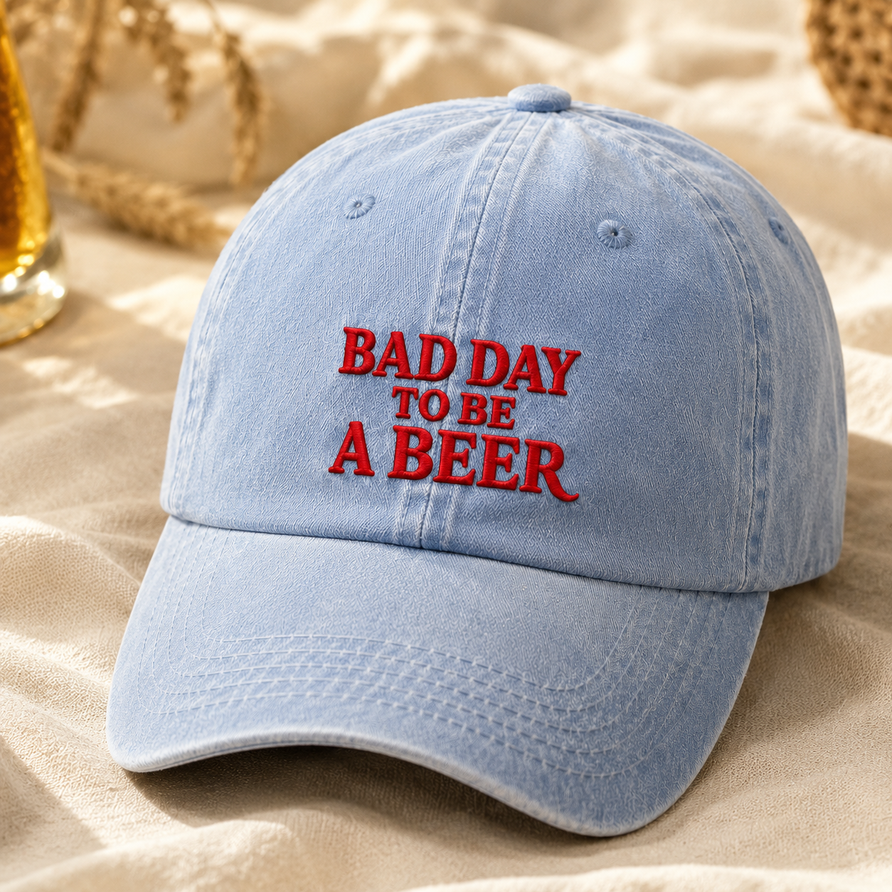 Bad Day To Be A Beer Washed Cap, Funny Beer Lover Hat for Bar Nights - Washed Cap - lifestyle view 2