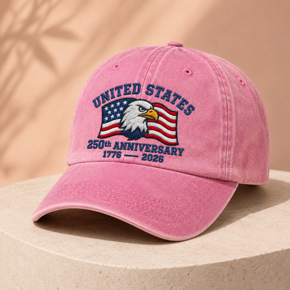 United States 250th Anniversary Washed Cap, Eagle Flag 1776 2026 Patriotic Hat - washed cap - lifestyle view 5
