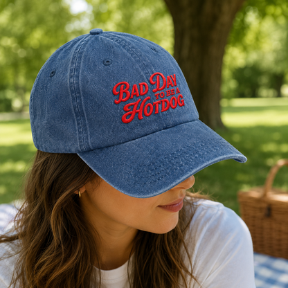 Bad Day To Be A Hotdog Washed Cap, Funny Diner Hat - washed cap - lifestyle view 8