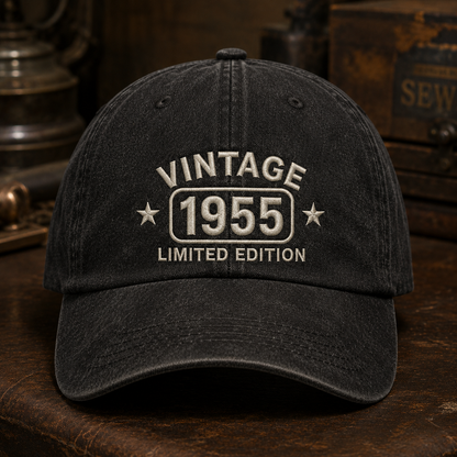 Vintage 1955 Limited Edition Washed Cap, 70th Birthday Hat for Men Women - Washed Cap - lifestyle view 4