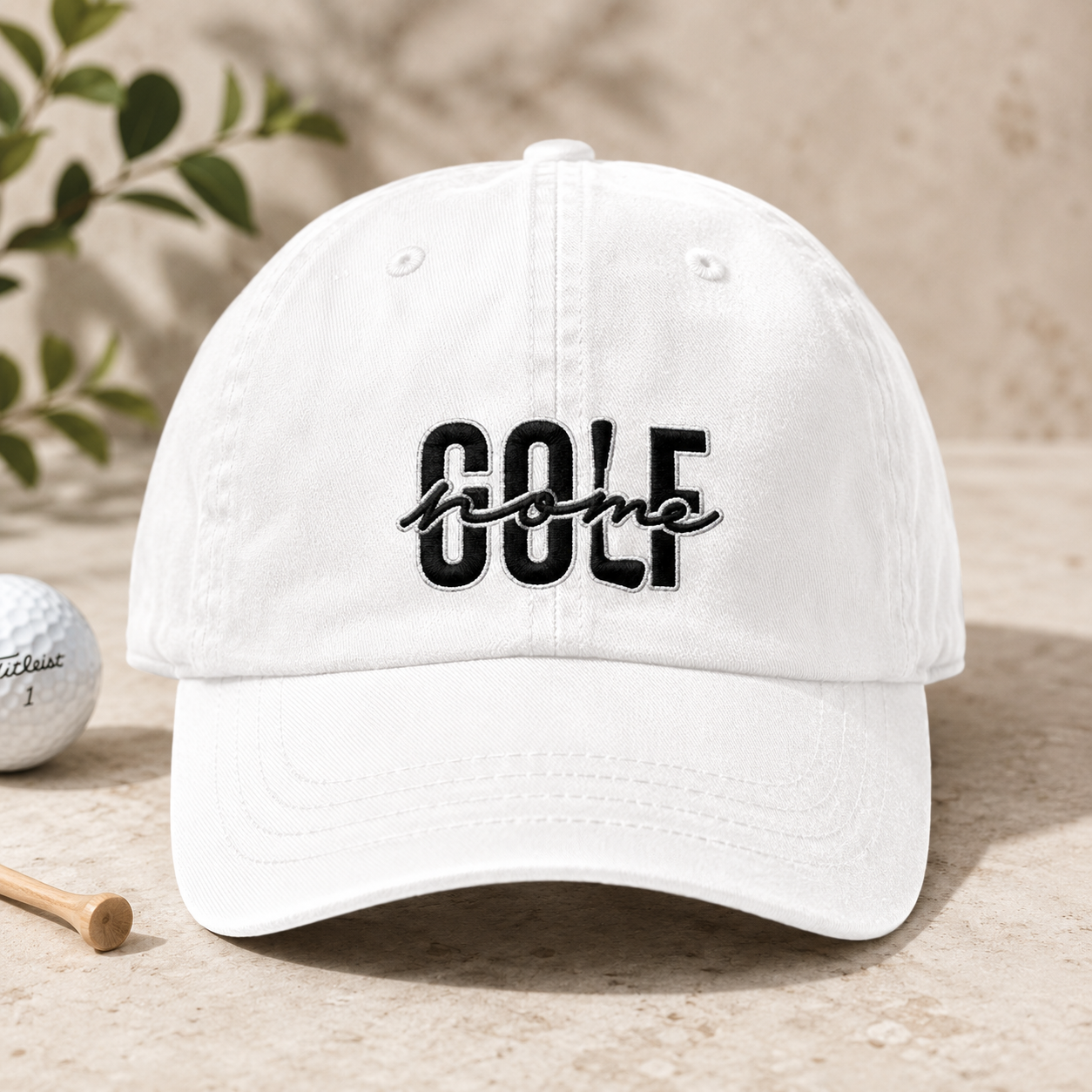 Golf Home Washed Cap, Embroidered Golf Hat for Course Lovers - Washed Cap - detail view