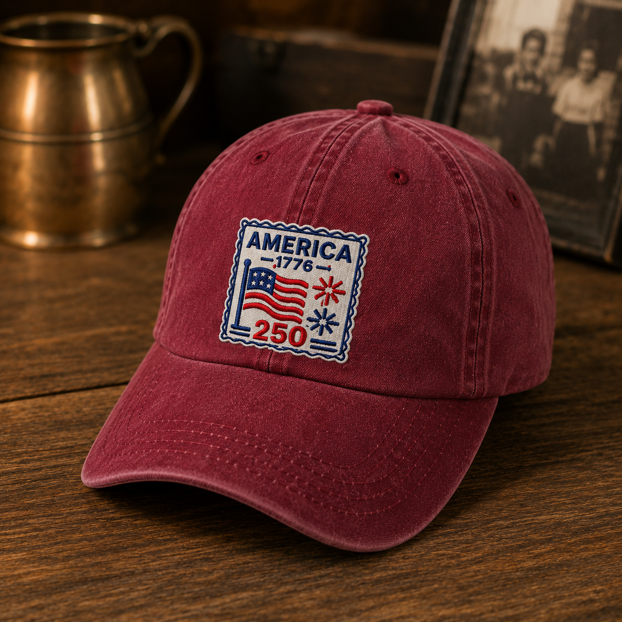 America 1776 250 Washed Cap, Patriotic USA Semiquincentennial Hat - washed cap - lifestyle view 5