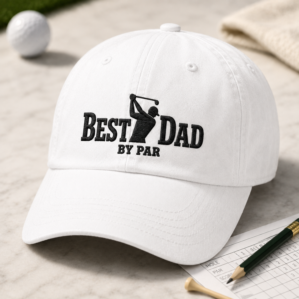 Best Dad By Par Golf Washed Cap, Funny Fathers Day Gift for Golfer Dad - Washed Cap - detail view
