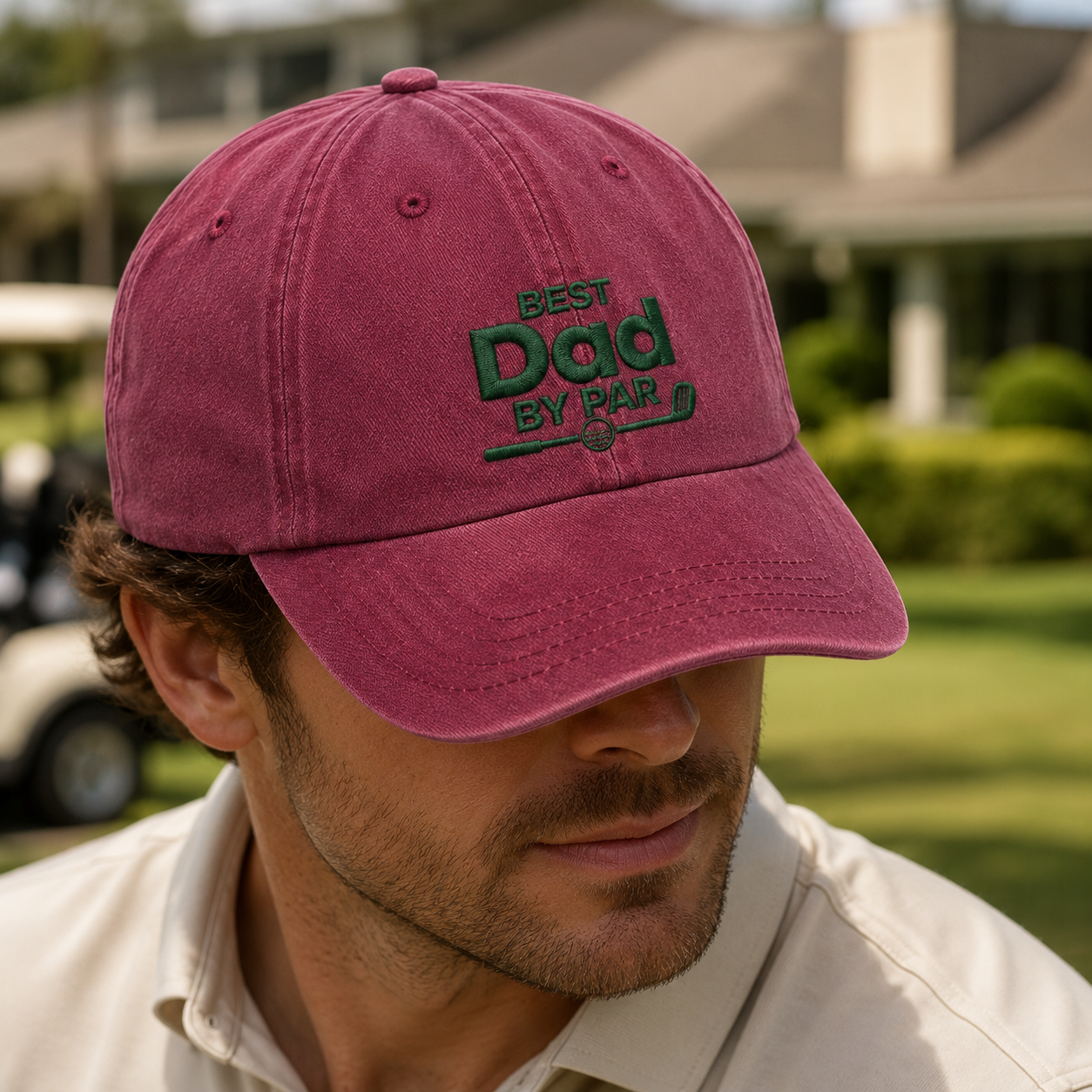 Dad By Par Washed Cap, Funny Golf Dad Hat Fathers Day Gift - Washed Cap - lifestyle view 4