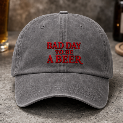 Bad Day To Be A Beer Washed Cap, Funny Beer Lover Hat for Bar Nights - Washed Cap - detail view
