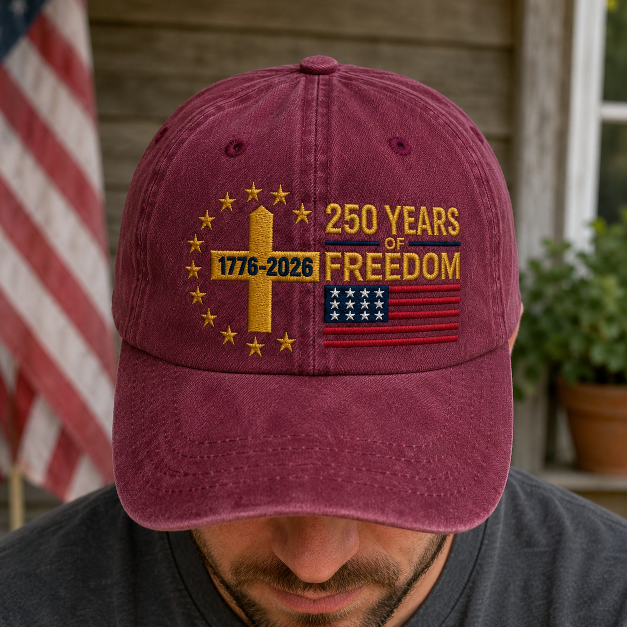 250 Years of Freedom Washed Cap, 1776-2026 USA Anniversary Hat - washed cap - lifestyle view 8