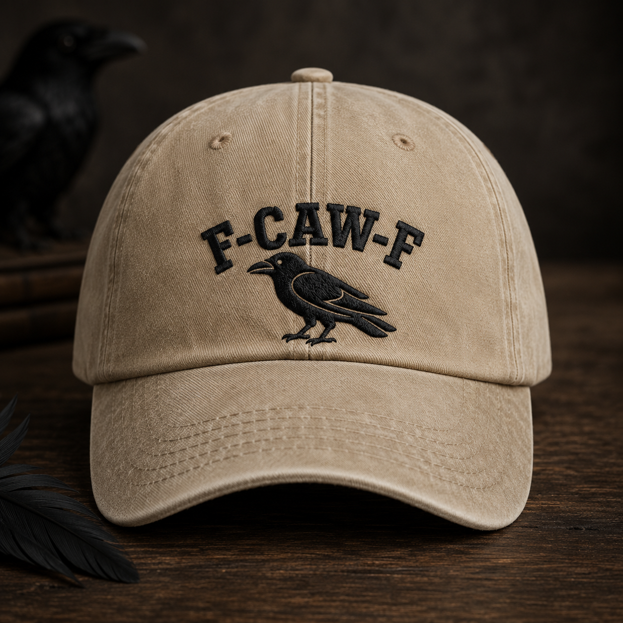 F-Caw-F Crow Washed Cap, Sarcastic Raven Bird Hat - Washed Cap - front view