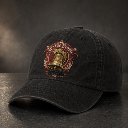 We the People 1776 Liberty Bell Washed Cap, American Constitution Hat - washed cap - lifestyle view 4