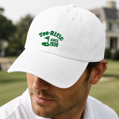 Tee-Rific Since 1936 Washed Cap, Funny Golf Birthday Hat for Retired Players - Washed Cap - lifestyle view 3