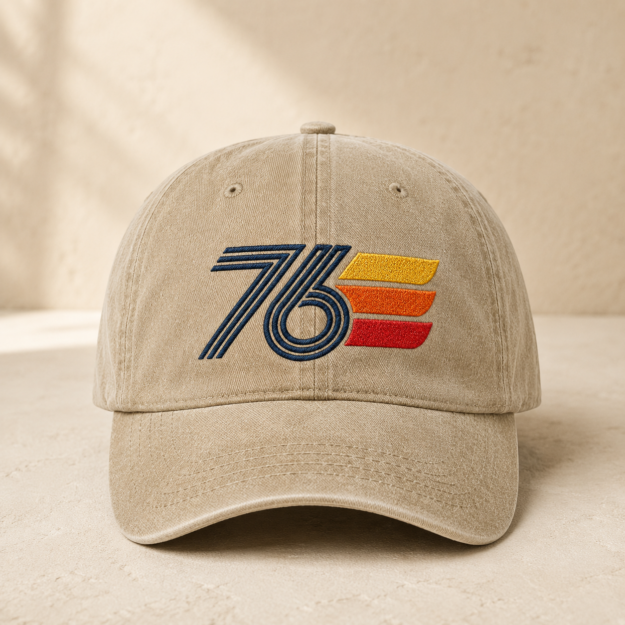 Vintage 76 Washed Cap, Retro Patriotic Bicentennial Style Hat - washed cap - front view
