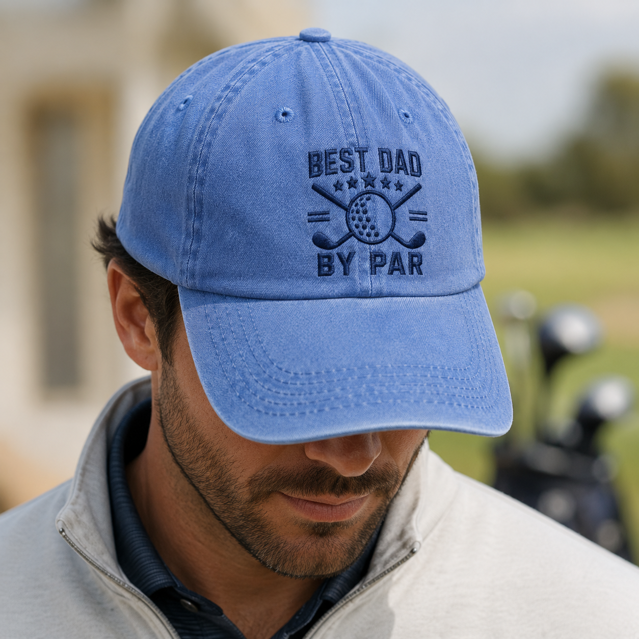 Best Dad By Par Golf Washed Cap, Fathers Day Hat for Golfing Dads - Washed Cap - lifestyle view 3