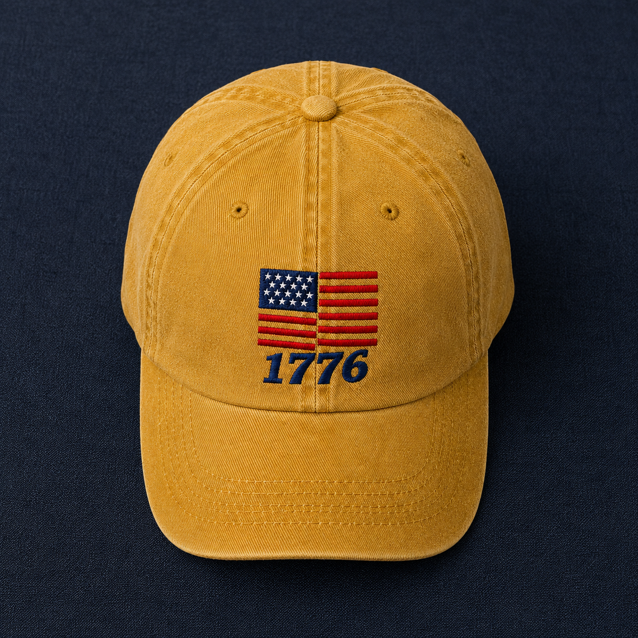 American Flag 1776 Washed Cap, Patriotic Embroidered Dad Hat - washed cap - lifestyle view 5
