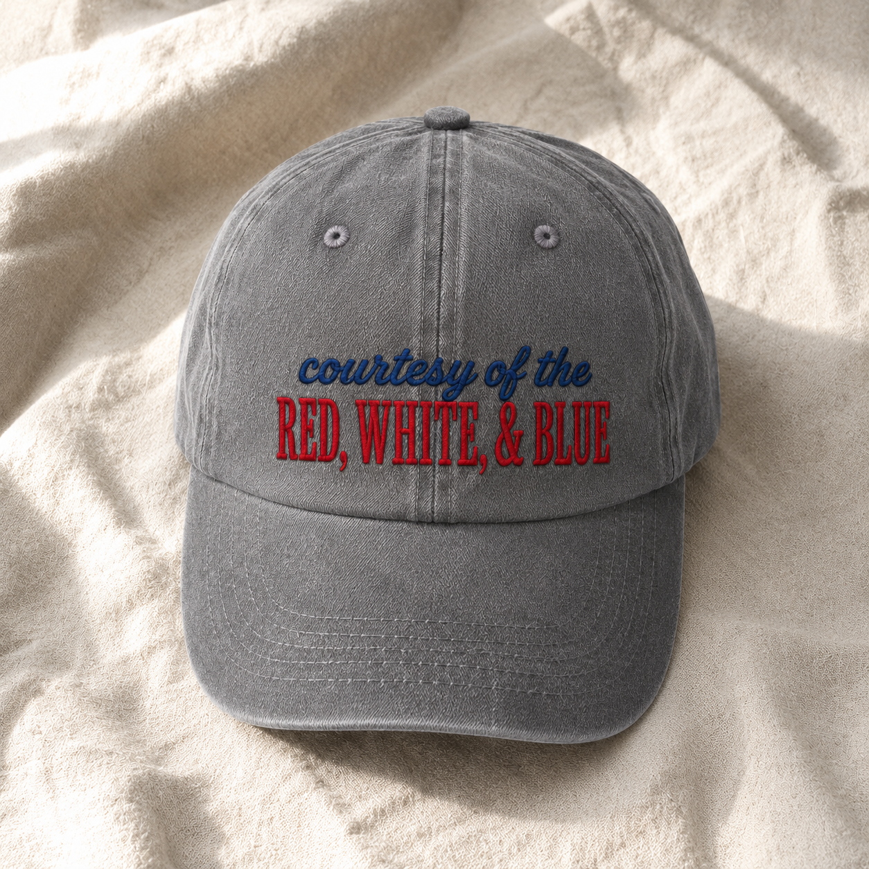 Courtesy Red White Blue Washed Cap, Patriotic USA Baseball Hat - washed cap - lifestyle view 4
