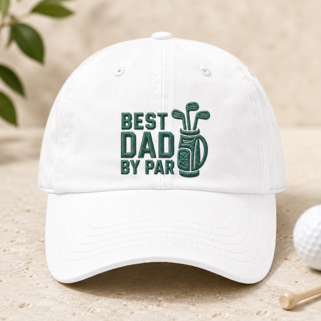 Dad By Par Golf Washed Cap, Father's Day Gift for Golfer Dads - Washed Cap - detail view