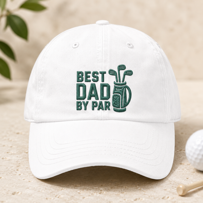 Dad By Par Golf Washed Cap, Father's Day Gift for Golfer Dads - Washed Cap - detail view