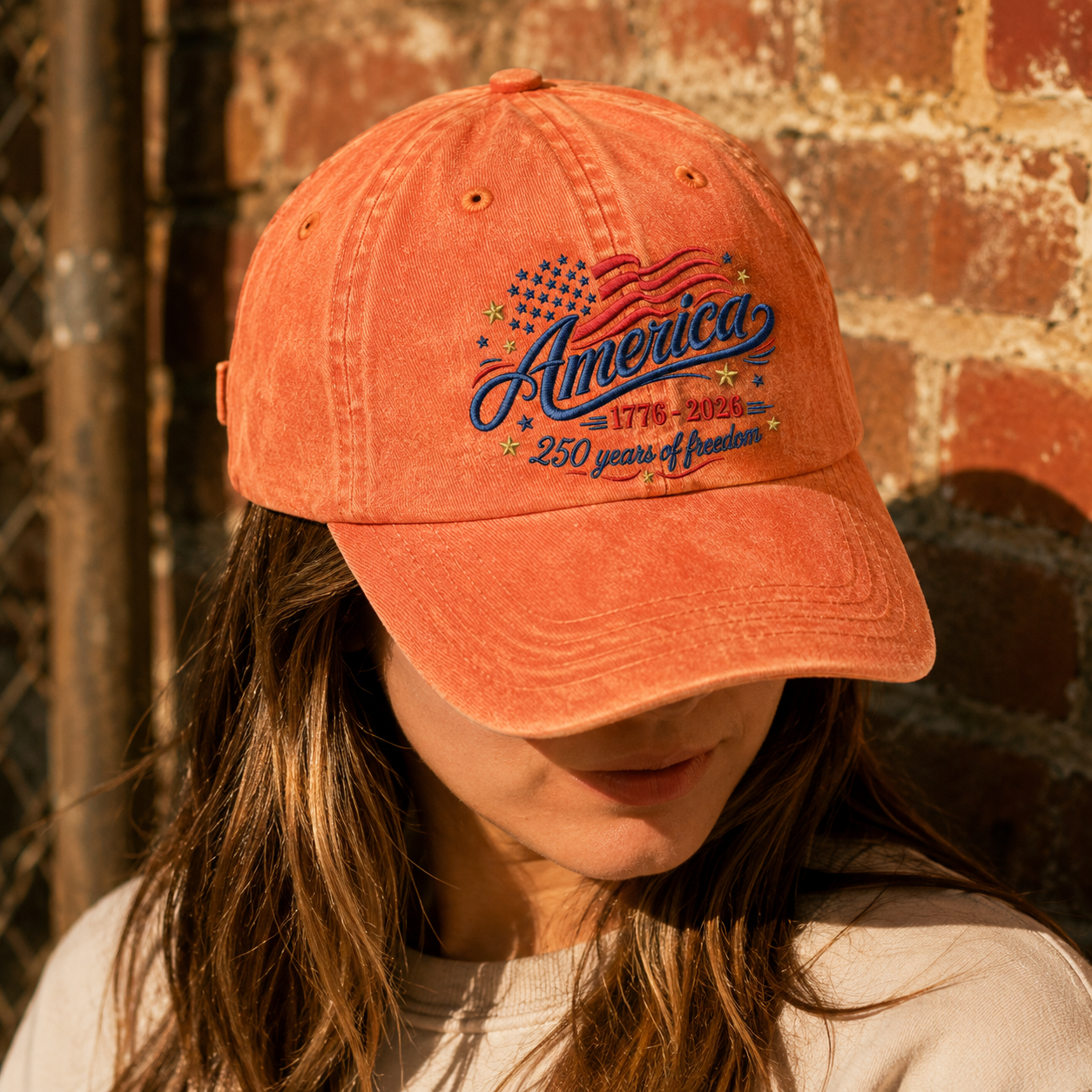 America 1776-2026 250 Years of Freedom Washed Cap, Patriotic USA Anniversary Hat - washed cap - lifestyle view 8