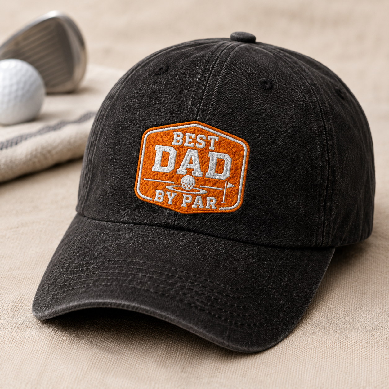 Dad By Par Golf Washed Cap, Funny Father Golfer Father's Day Gift - Washed Cap - lifestyle view 2
