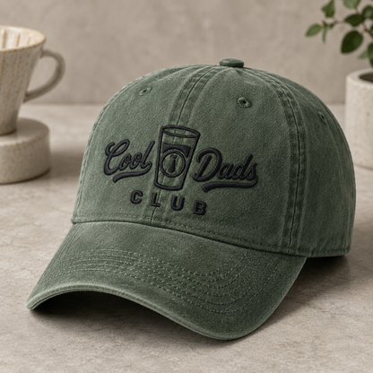 Cool Dads Club Washed Cap, Embroidered Beer Glass Dad Hat for Father's Day - Washed Cap - detail view