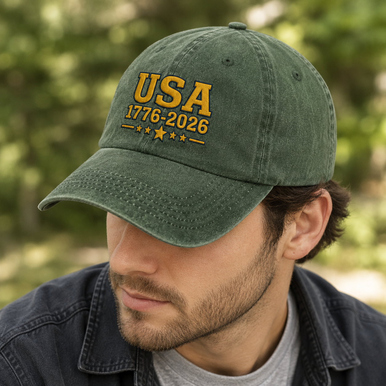 USA 1776-2026 Washed Cap, Patriotic 250th Anniversary Hat - washed cap - lifestyle view 7