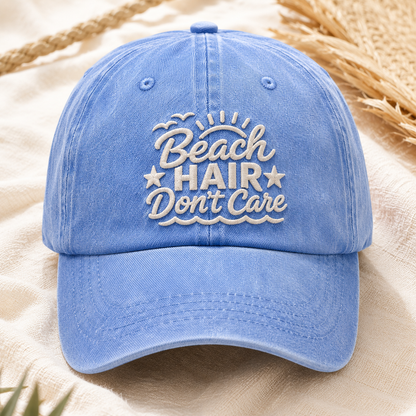 Beach Hair Don't Care Washed Cap, Summer Vacation Hat - Washed Cap - lifestyle view 2