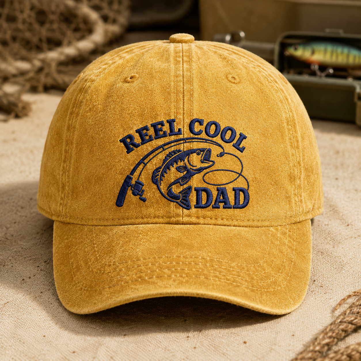Reel Cool Dad Washed Cap, Fishing Father Gift - Washed Cap - lifestyle view 2