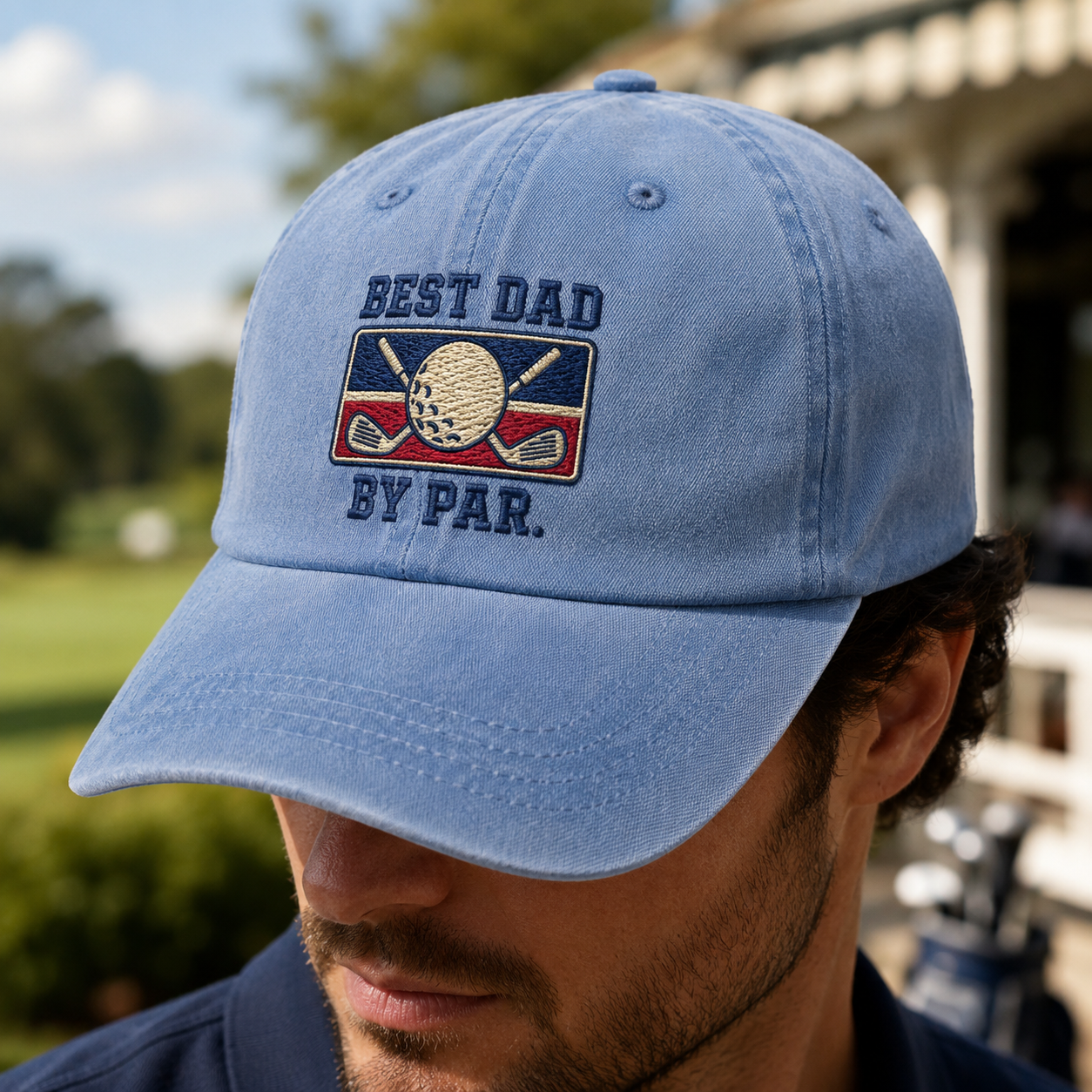 Best Dad By Par Washed Cap, Father's Day Gift for Golfing Papa - Washed Cap - lifestyle view 4