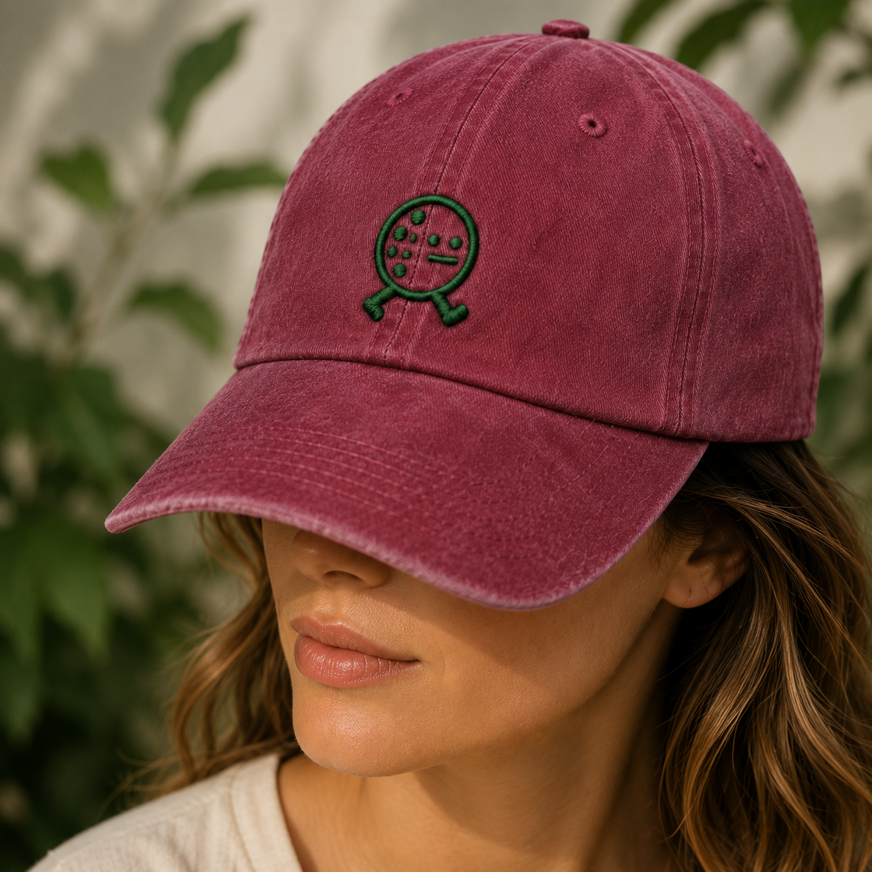 Pickleball Embroidered Washed Cap, Green Paddle Character Hat for Players - Washed Cap - lifestyle view 4