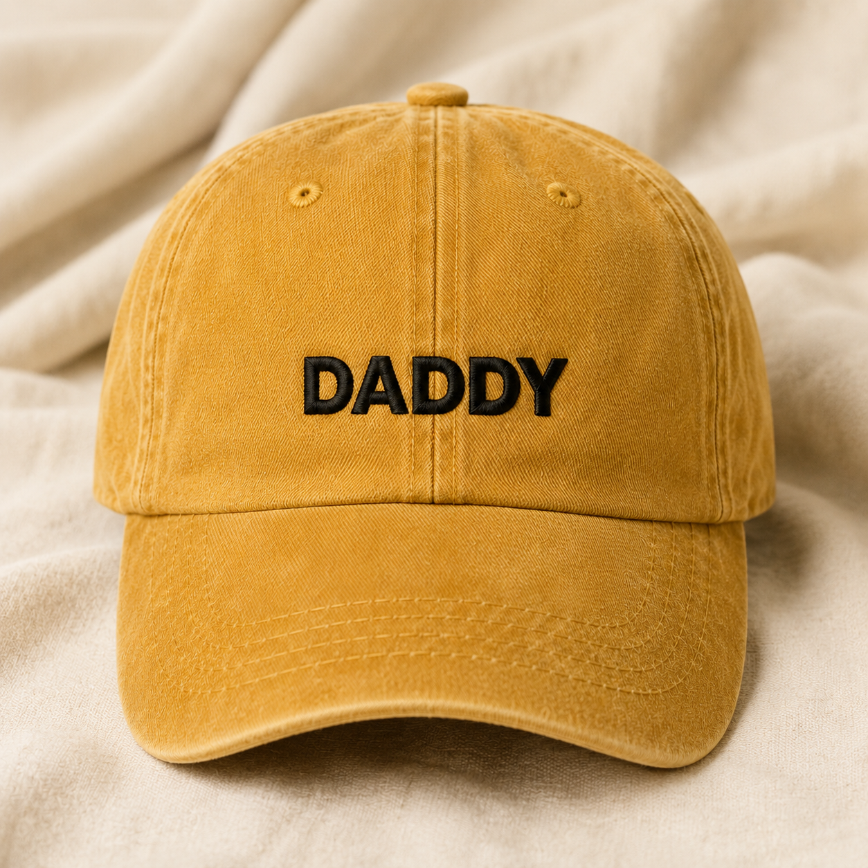 Daddy Embroidered Washed Cap, Funny Dad Hat Gift for Father's Day - Washed Cap - lifestyle view 2