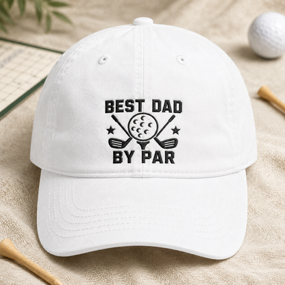 Best Dad By Par Washed Cap, Funny Golf Father Hat Gift - Washed Cap - lifestyle view 2