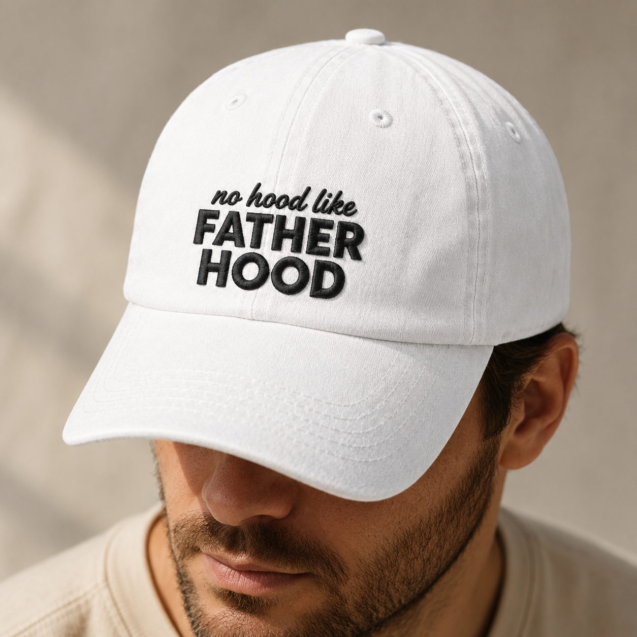 No Hood Like Father Hood Washed Cap, Funny Dad Hat Gift for Father's Day - Washed Cap - lifestyle view 3