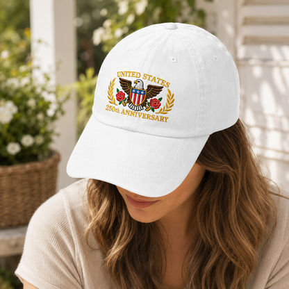 United States 250th Anniversary Washed Cap, Patriotic Eagle Hat for America 250 - washed cap - lifestyle view 9