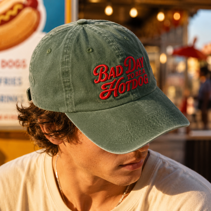 Bad Day To Be A Hotdog Washed Cap, Funny Diner Hat - washed cap - lifestyle view 7