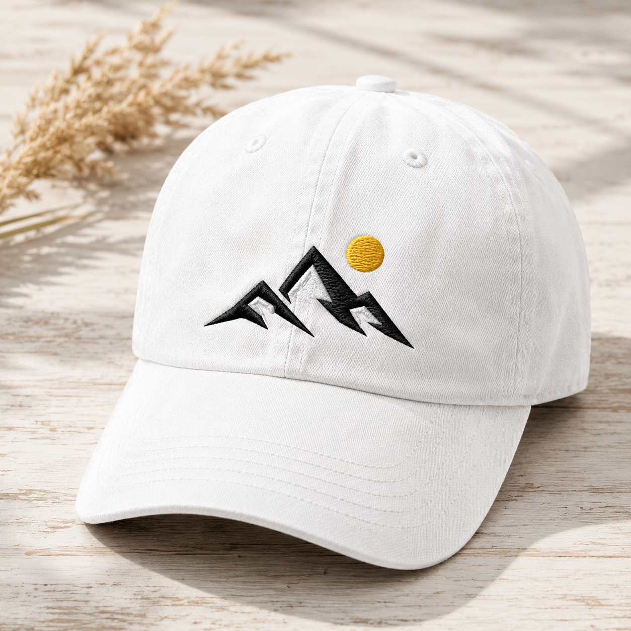 Mountain Sunset Washed Cap, Embroidered Hiking Hat for Outdoor Adventure Lovers - Washed Cap - lifestyle view 2