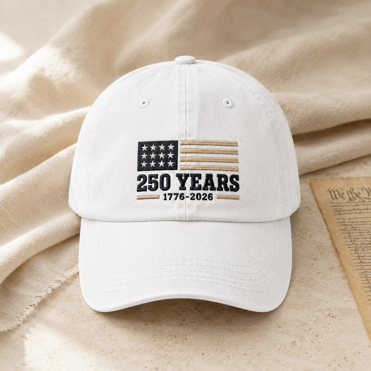 250 Years 1776-2026 Washed Cap, Patriotic America Hat for Semiquincentennial - washed cap - lifestyle view 3
