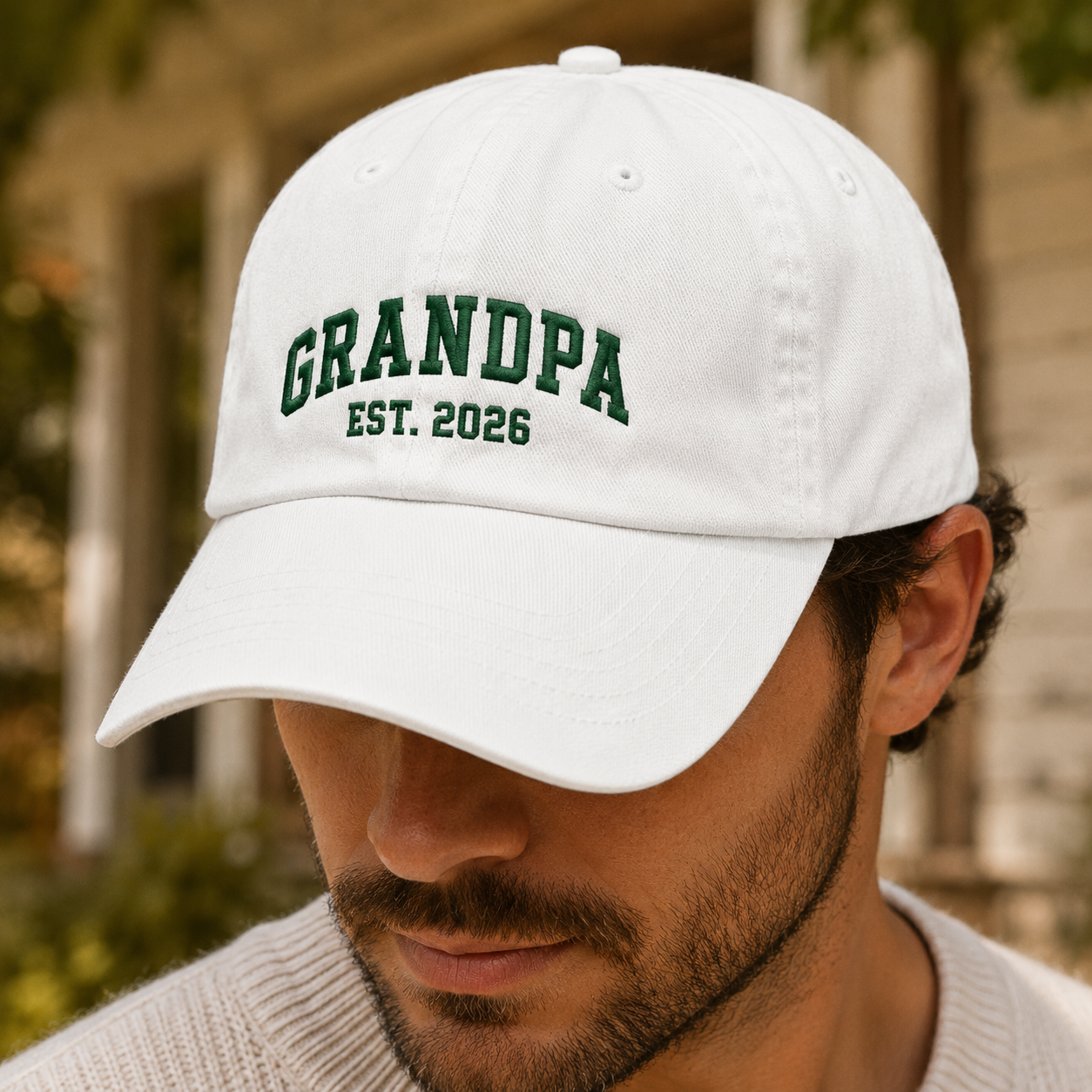 Grandpa Est 2026 Washed Cap, Embroidered New Grandfather Hat - Washed Cap - lifestyle view 3