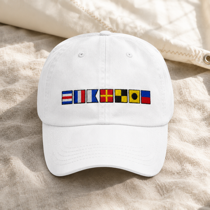 Nautical Signal Flag Washed Cap, Maritime Code Embroidered Hat for Sailors - washed cap - lifestyle view 3