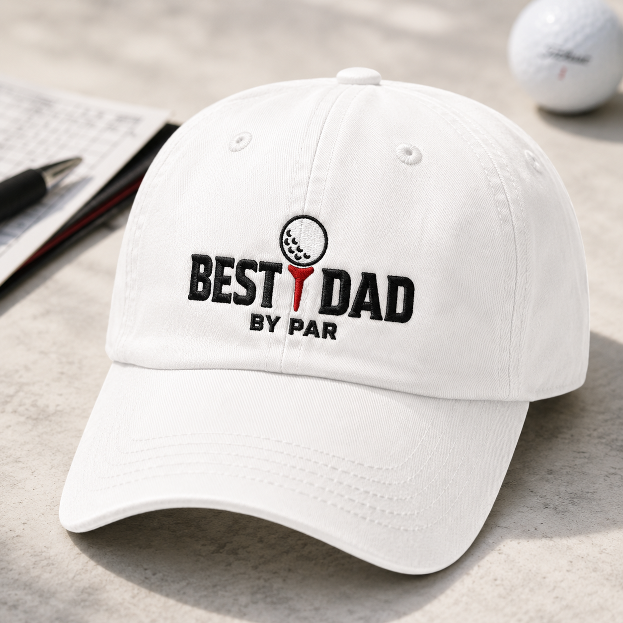 Best Dad By Par Washed Cap, Golf Dad Hat for Father's Day Gift - Washed Cap - detail view