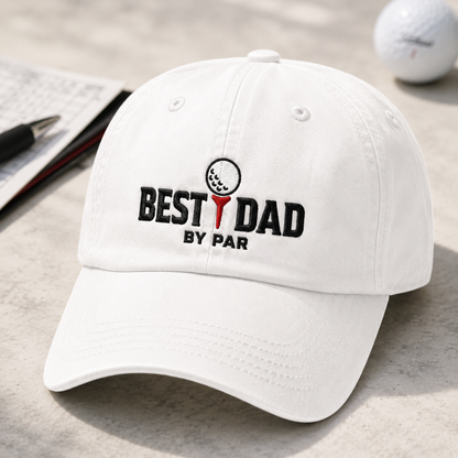 Best Dad By Par Washed Cap, Golf Dad Hat for Father's Day Gift - Washed Cap - detail view