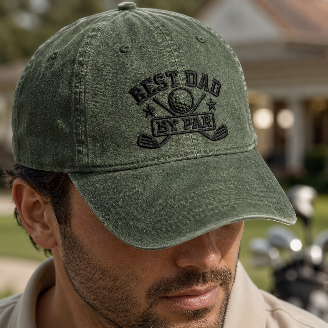 Best Dad By Par Washed Cap, Golf Dad Hat - Washed Cap - lifestyle view 3