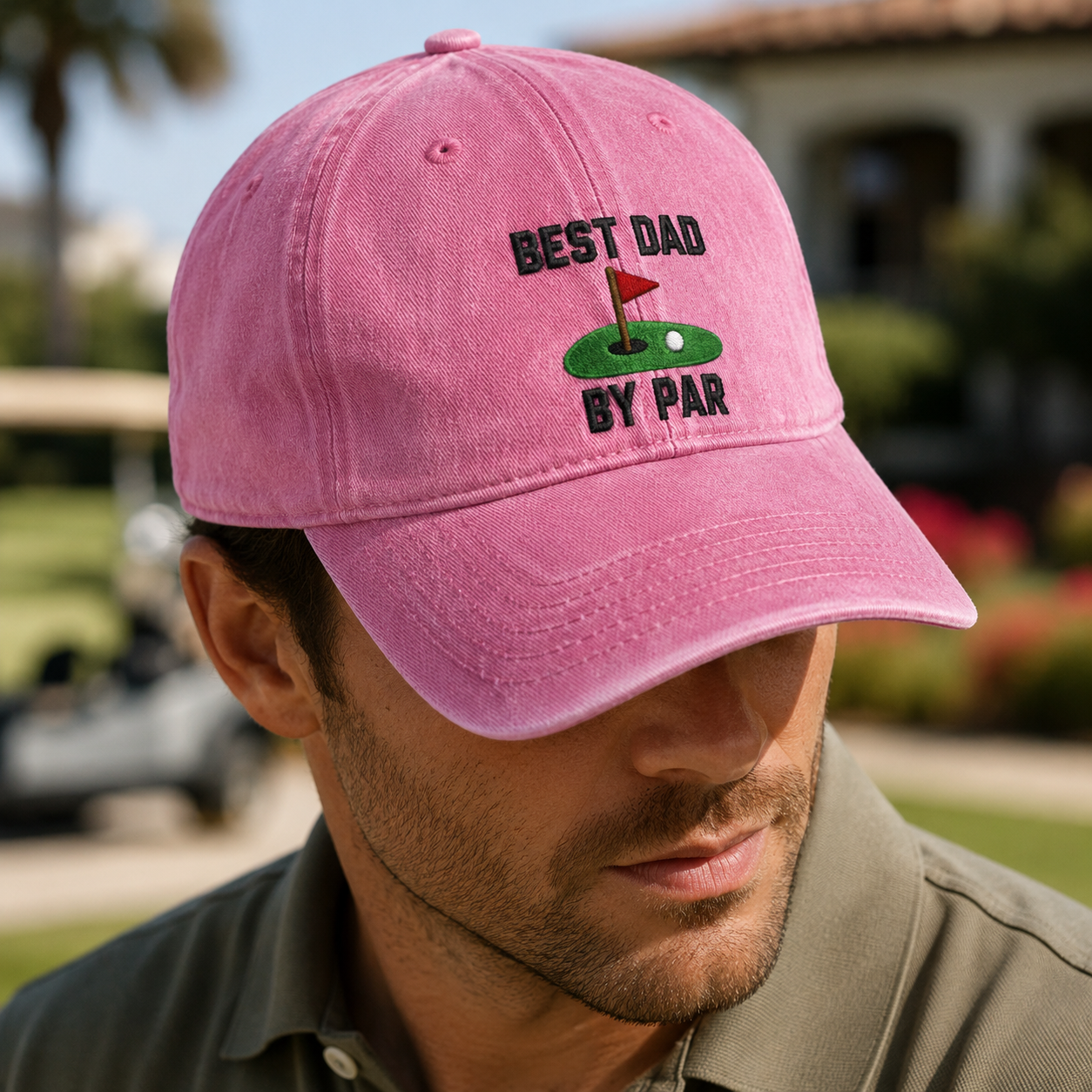 Best Dad By Par Washed Cap, Golf Father's Day Hat for Course-Loving Dads - Washed Cap - lifestyle view 4